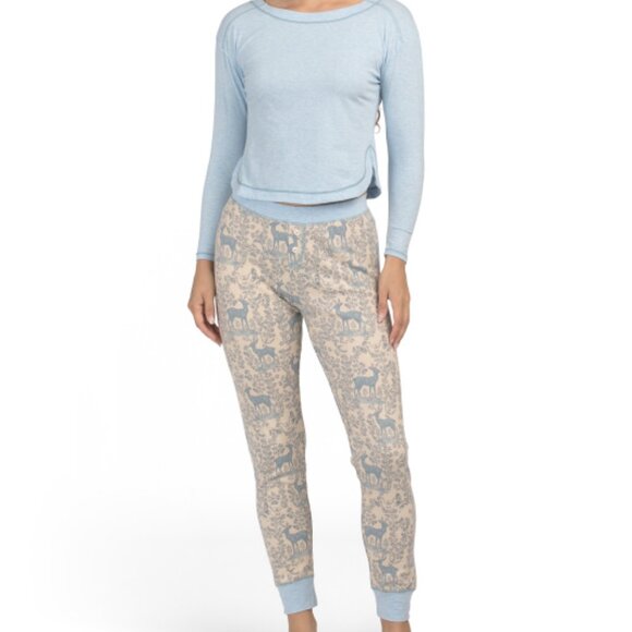 NEW FREE PEOPLE 2pc Chill Evening Pajamas Set  in Snow for women 1125 3s2 - Picture 2 of 5